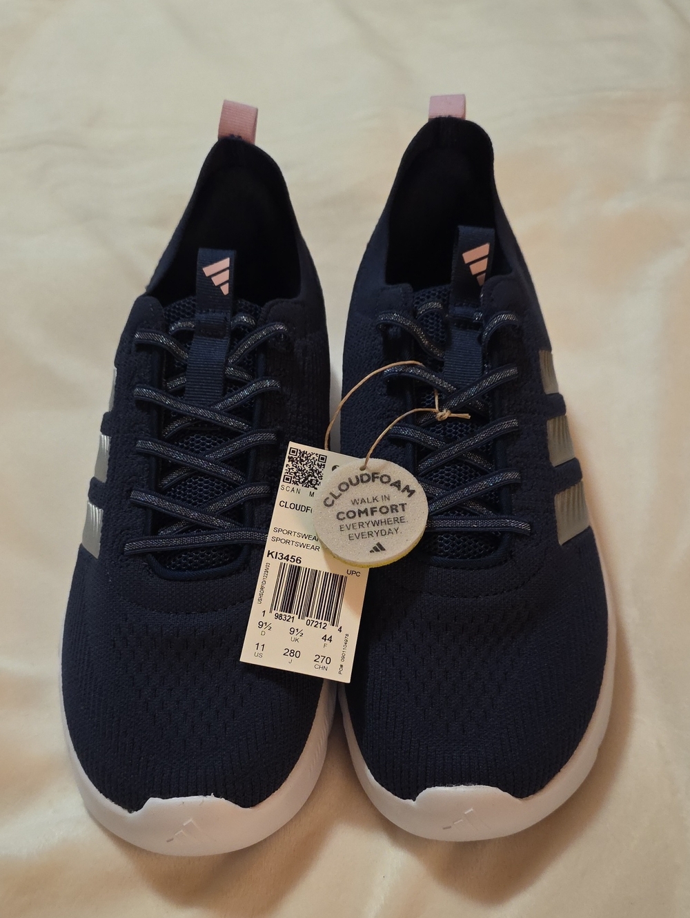 adidas Women’s Navy Athletic Sneakers with Pink Accents